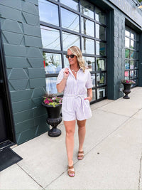 She + Sky - Melissa Button Front Stripe Romper