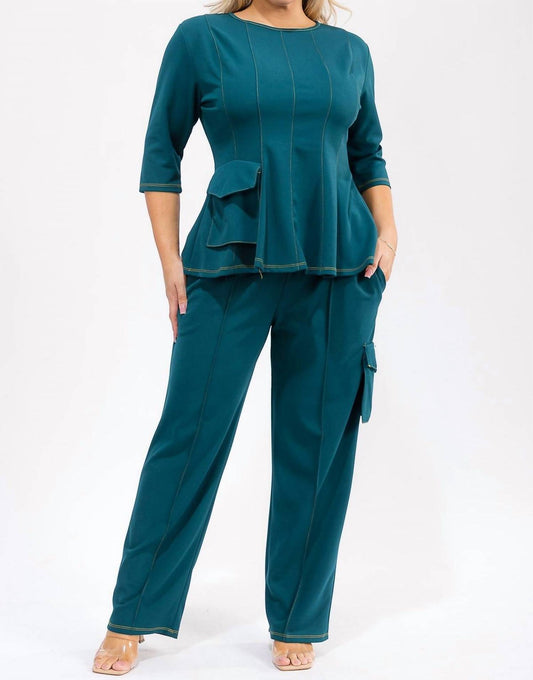 Karen T Design - Peplum Top And Pants Set