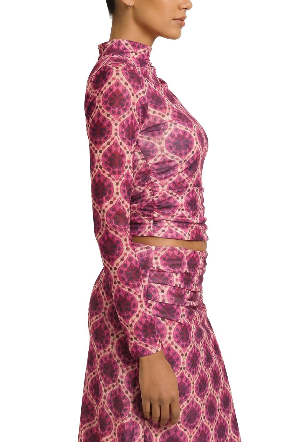 Area Stars Mara Fleur Top in burgundy - women's long sleeve top - alternate view