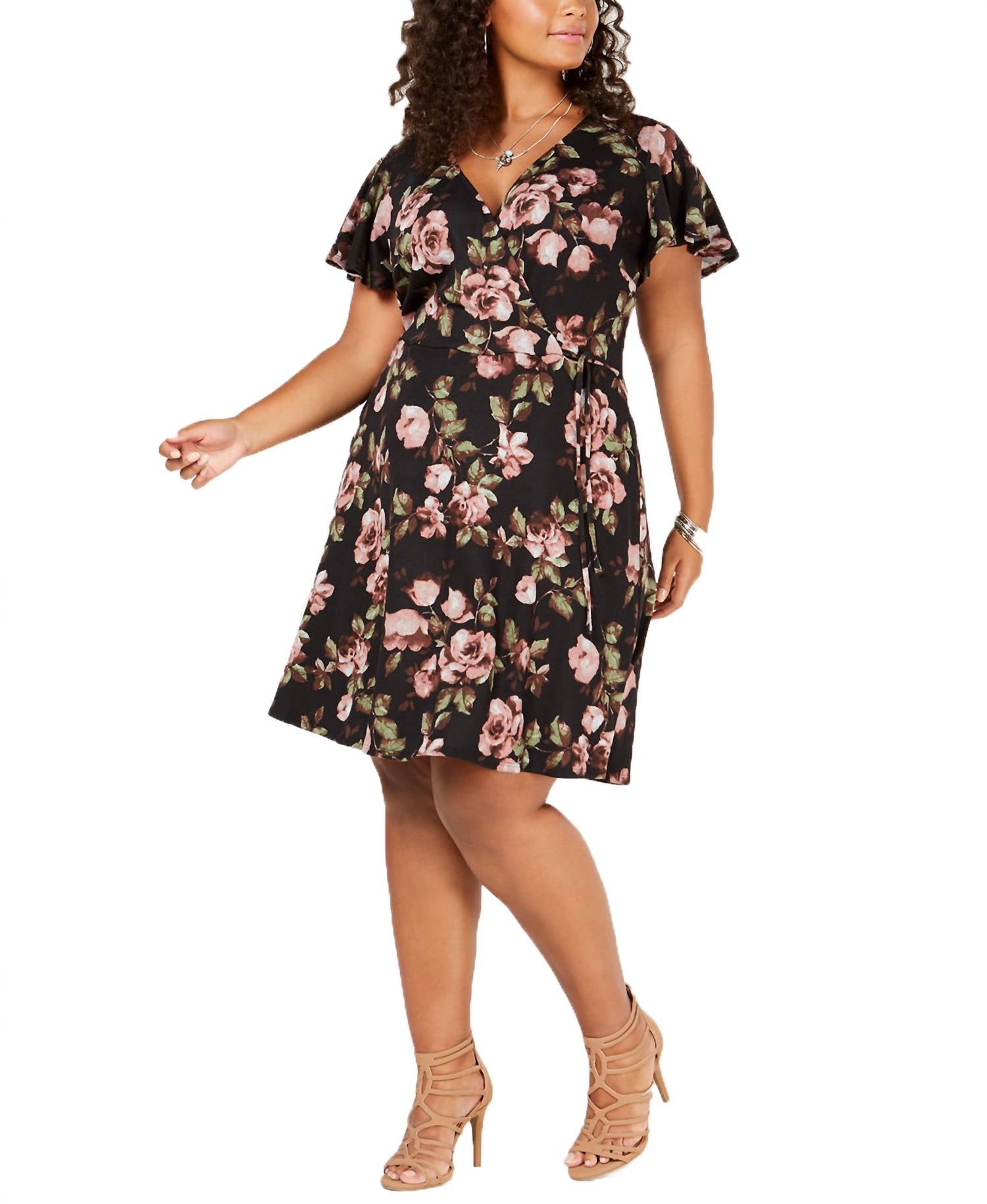 Bcx - Women's Faux Wrap Casual Dress - Plus