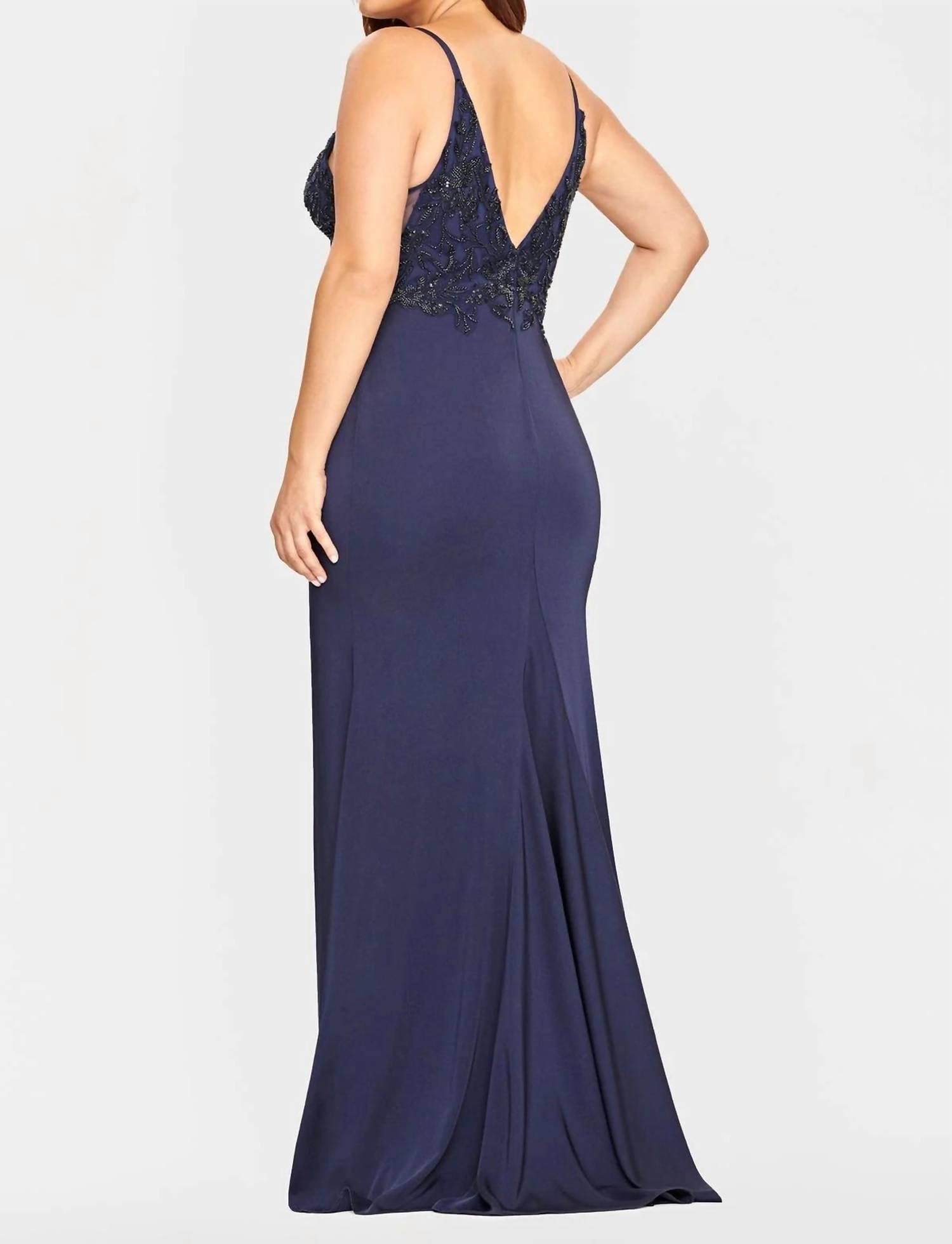 Faviana - V Neck Long Dress - Plus