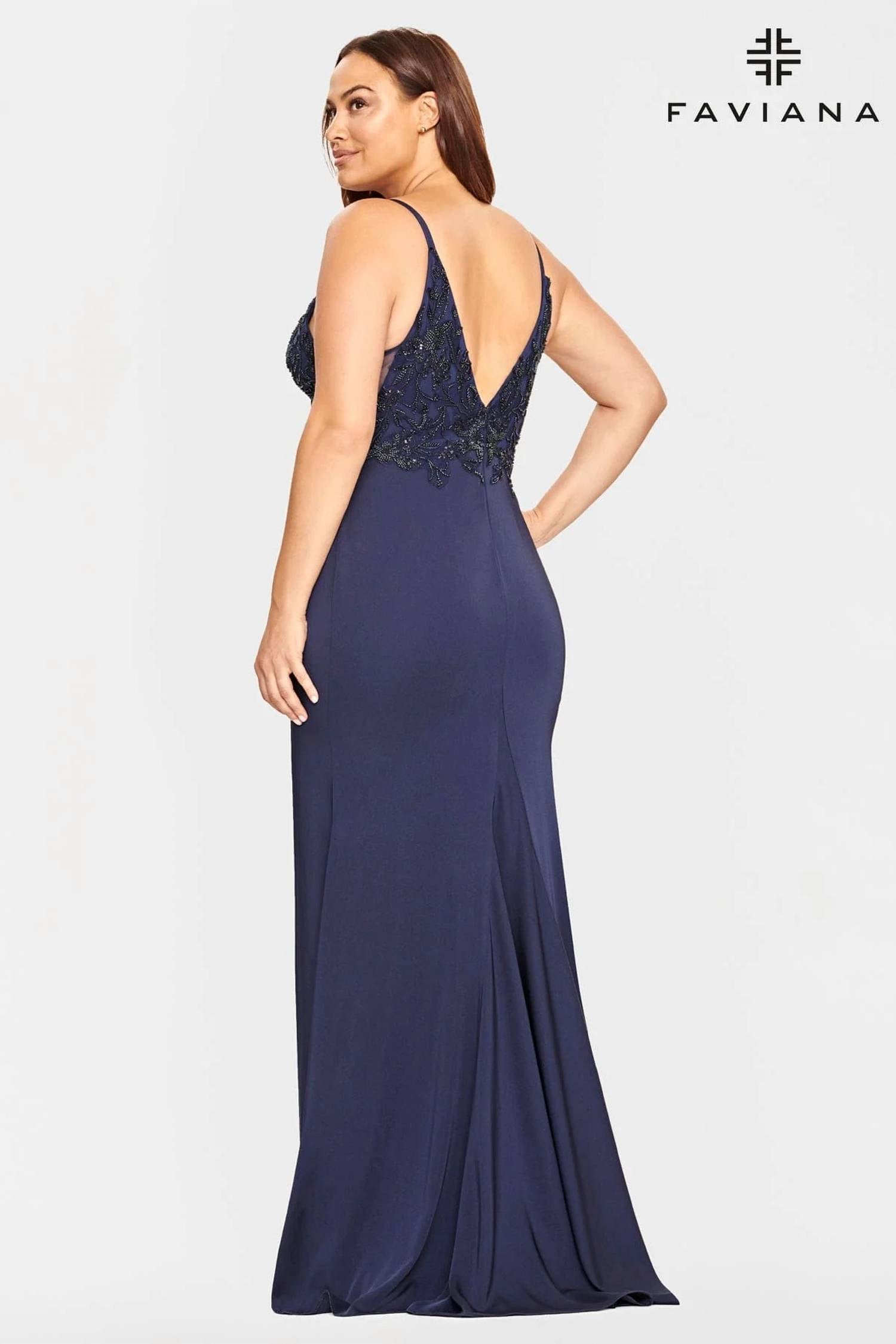 Faviana - V Neck Long Dress - Plus