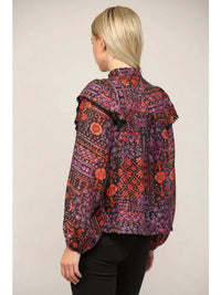 Fate - LACE TRIM INSERT HIGH NECK BLOUSE