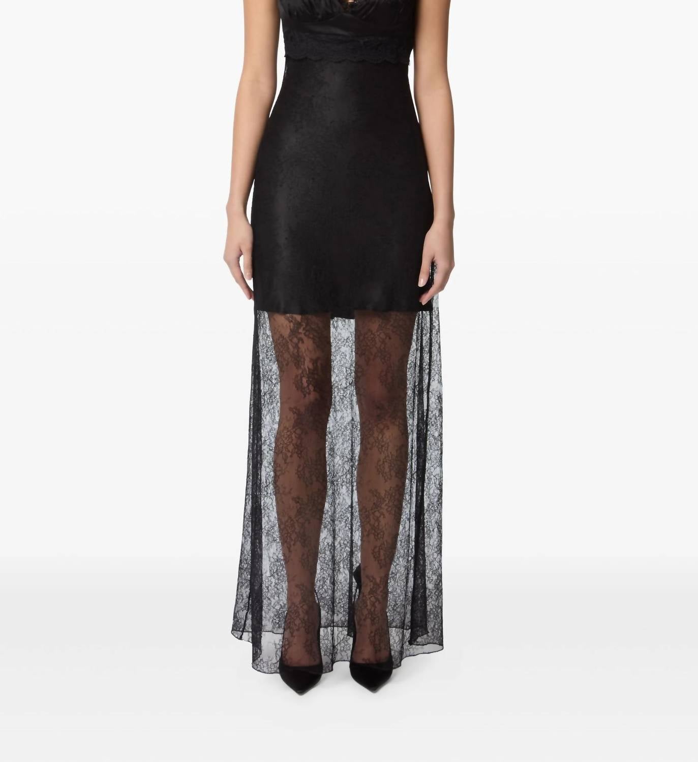 Nina Ricci - Ruffled Short Sleeves In Lace Long Dress