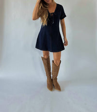 Blue Blush - Madison Short Sleeve Denim Dress
