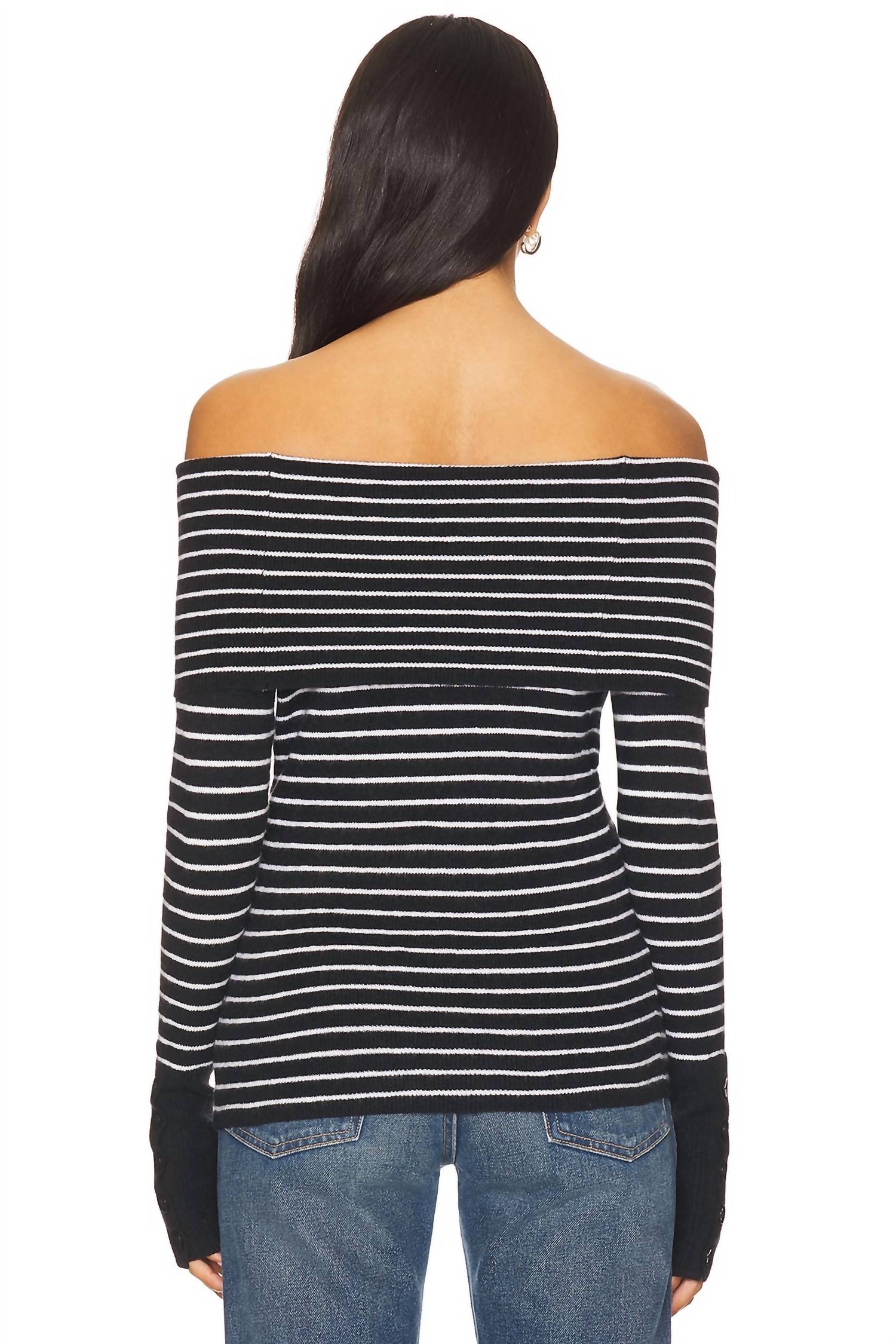 Free People Evergreen Sweater in black white 1 - women's sweater - alternate view