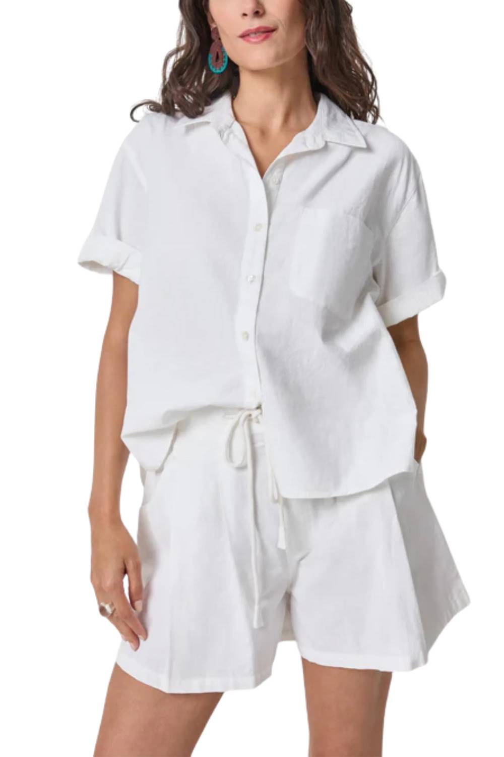 Lilla P - Linen Blend Boyfriend Button Down Shirt