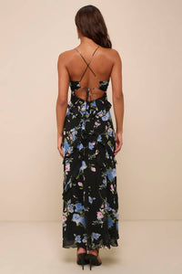 Lulus - Esme Floral Tie Back Dress