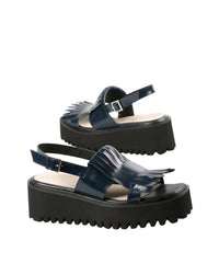 All Black - Women's Kiltie Sling Flatform Sandal