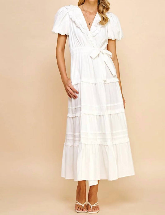 Pinch - Short Sleeve Ruffle Tiered Maxi Wrap Dress