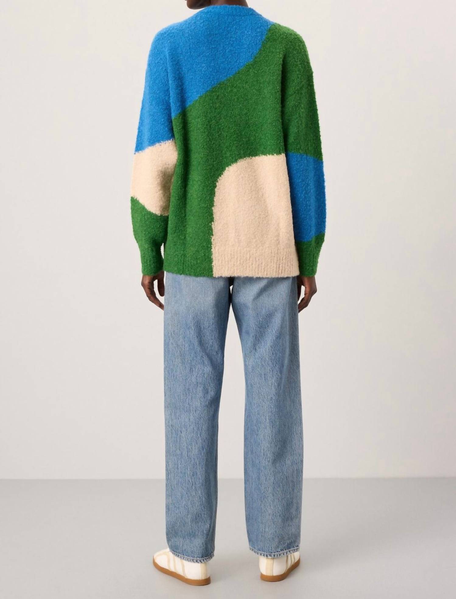 APIECE APART Elle Textured Crew Neck Sweater in cobalt and clover - women's sweater - alternate view