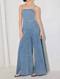 Flying Tomato - Straight Neckline Straps Jumpsuit