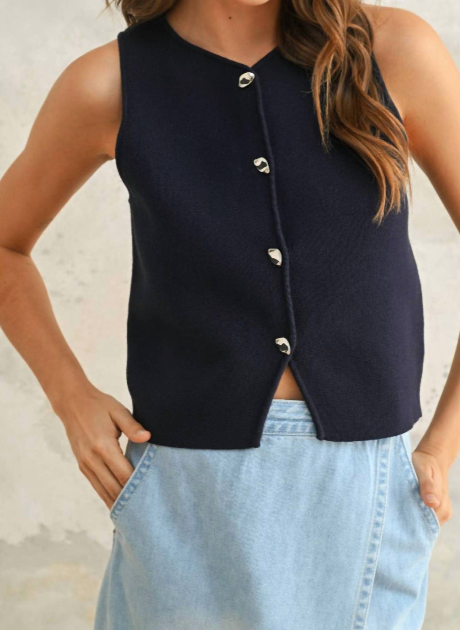 Miou Muse - Metal Button Detail Vest