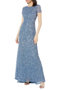 Adrianna Papell - Short Sleeve Beaded Evening Gown