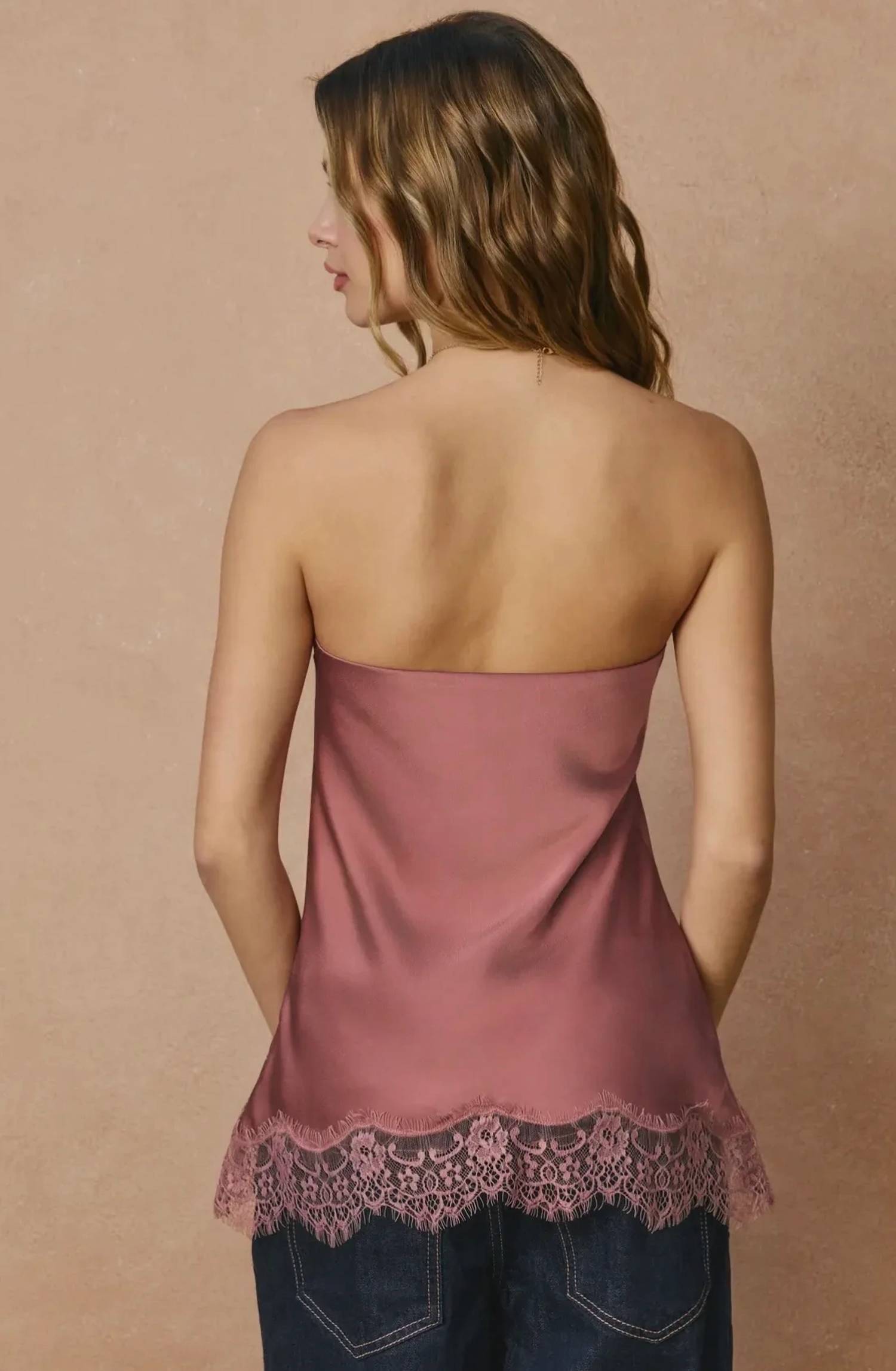 Dress Forum - Satin Lace Hem Tube Top