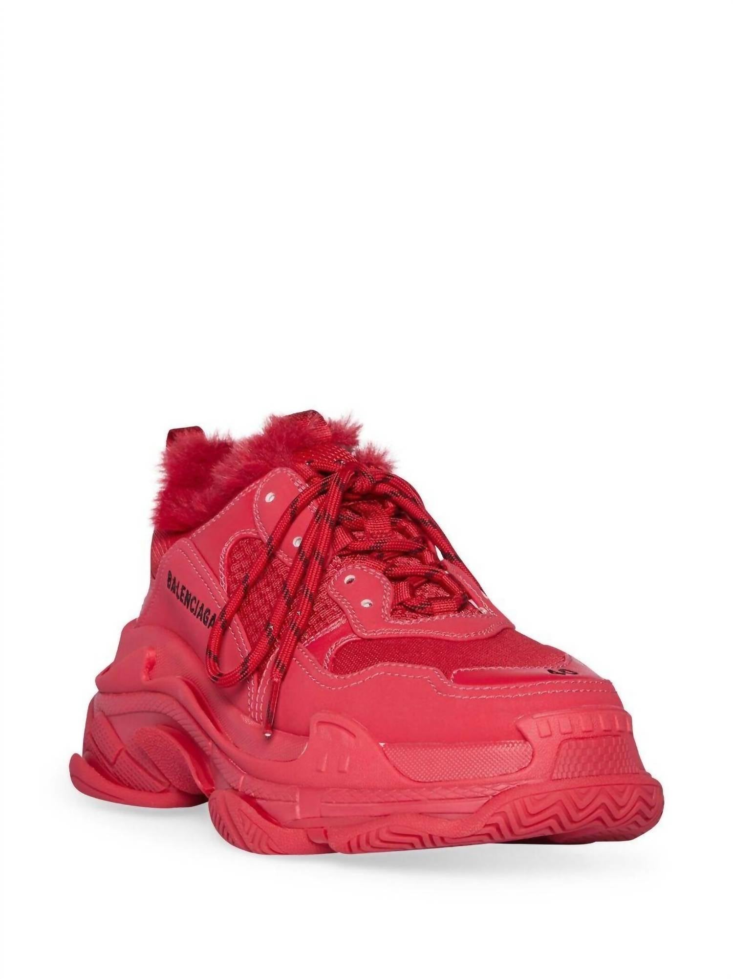 Balenciaga - Men's Triple S Faux Fur Hi Top Sneakers