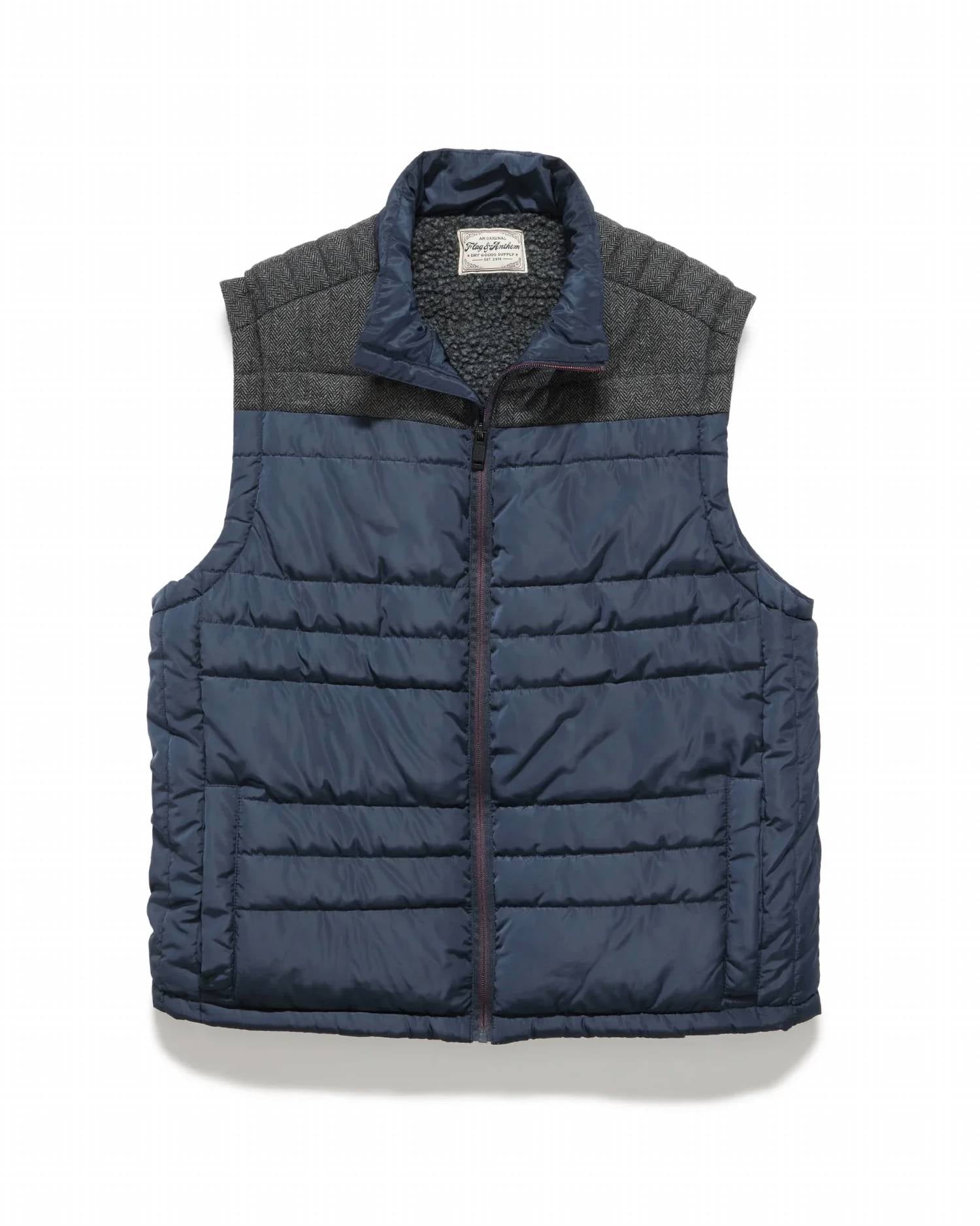 Fairfax & Favor - Mixed Media Zip Up Puffer Vest