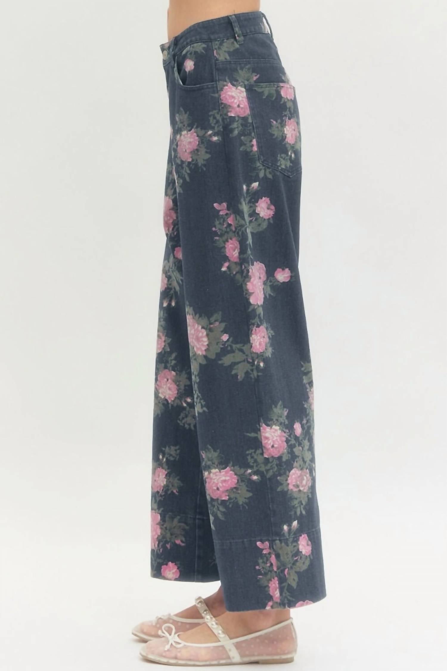Entro - Margaux Floral Print Denim Pants