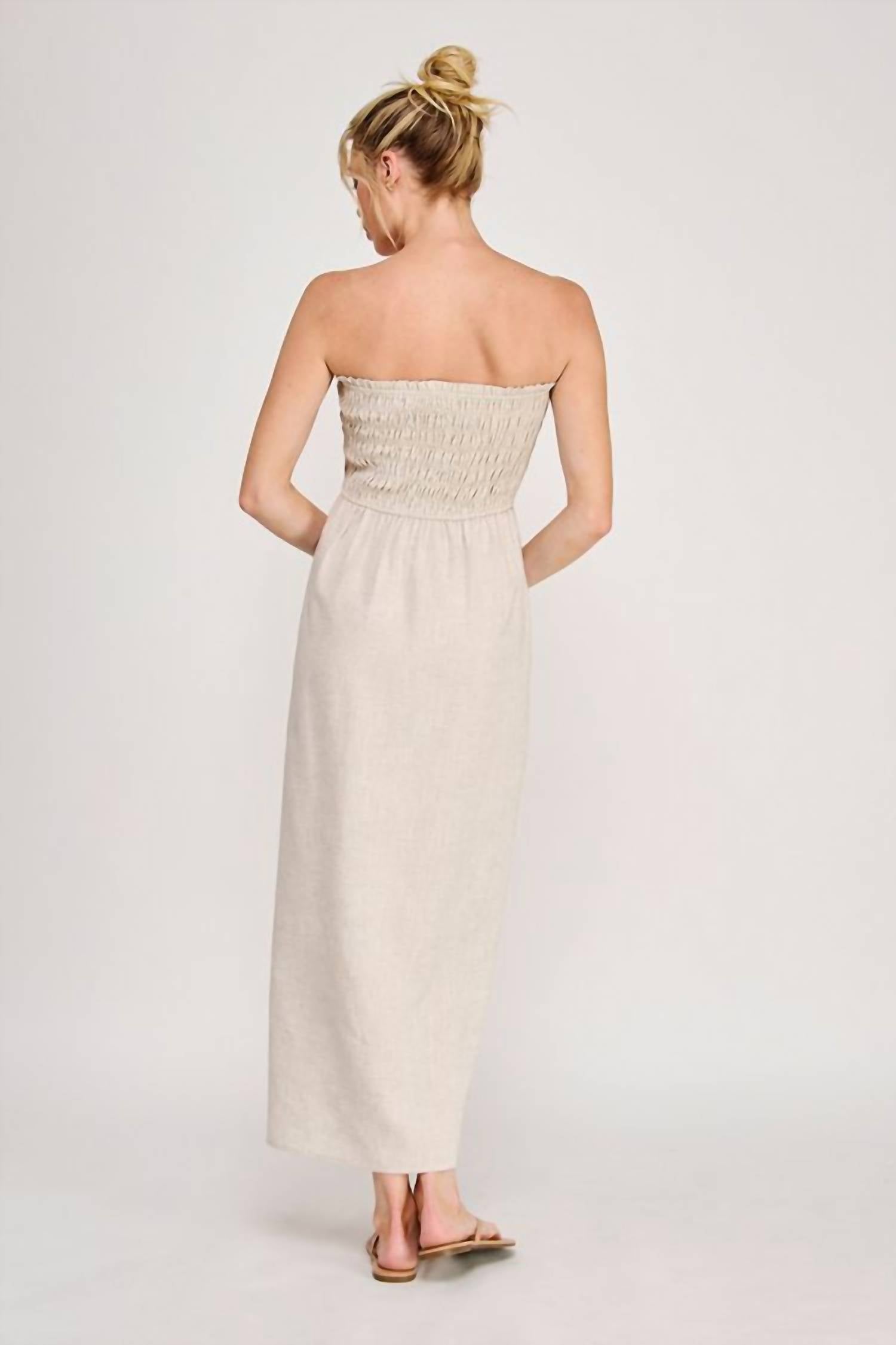 Allie Rose - Linen Smocked Midi Dress