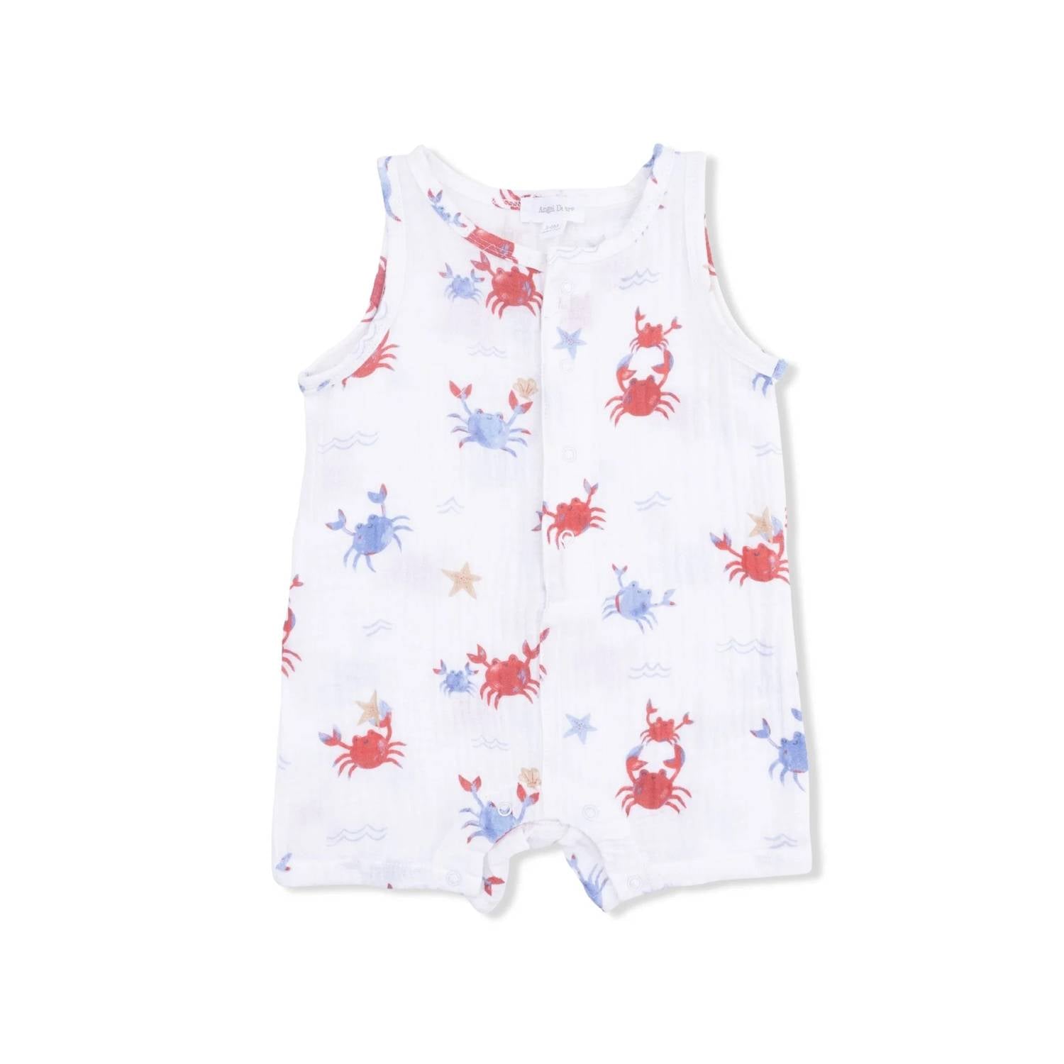 Angel Dear - Kids Crayon Crabs Muslin Sleeveless Shortie Romper