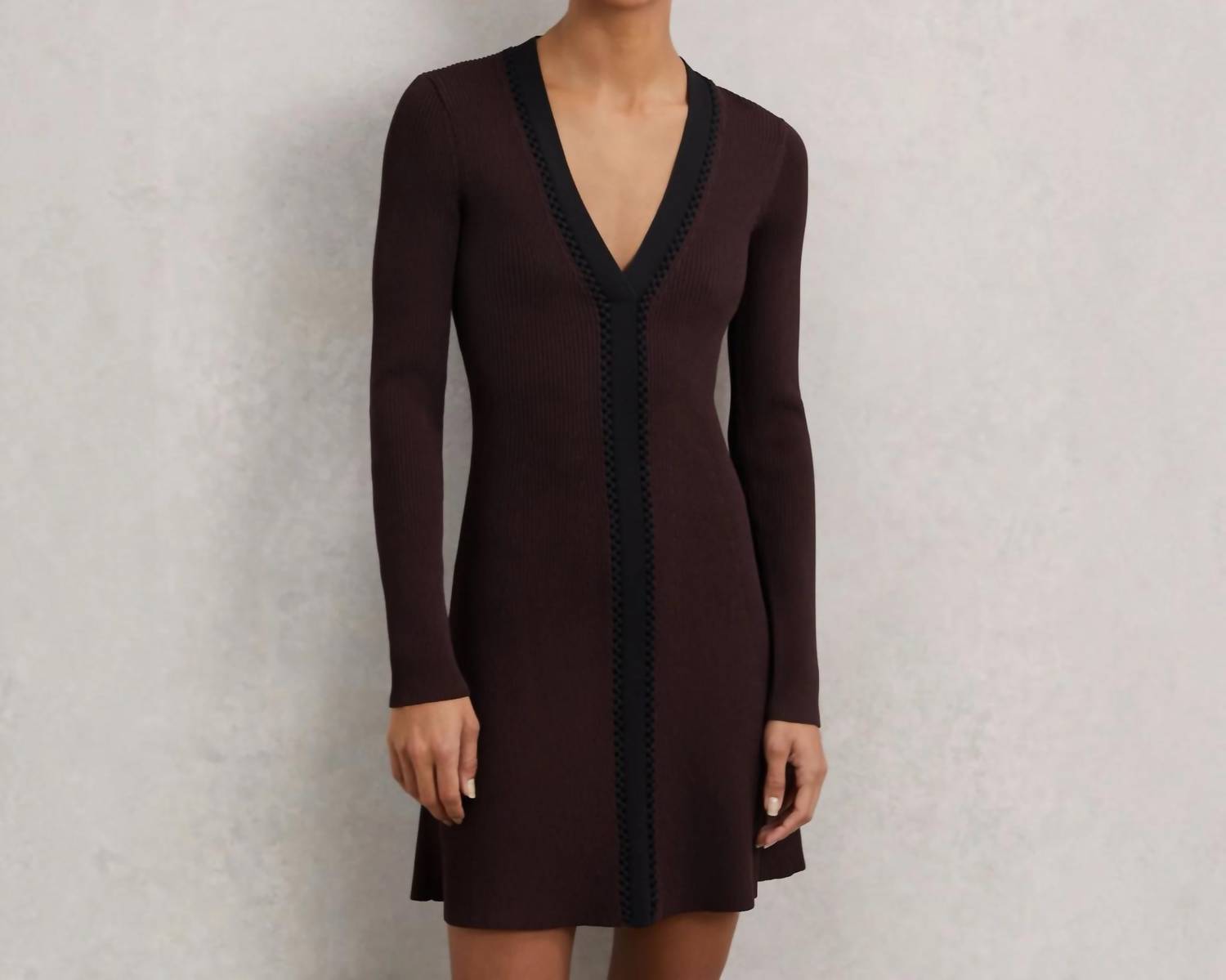 Reiss - Alma Craft-stitch Rib-knit Mini Dress