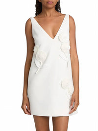 Self-Portrait - Paillette-Embellished Flower-Appliqué Minidress