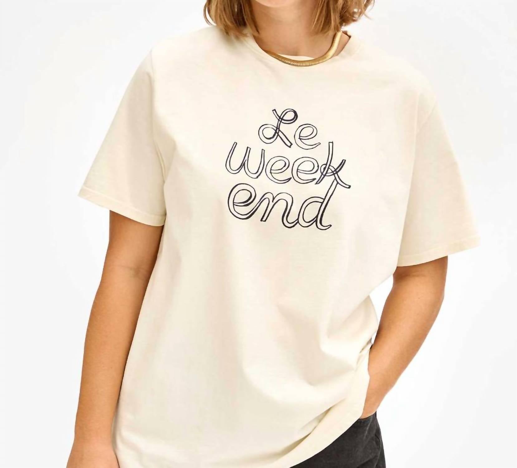 Clare V. Le Weekend Original Tee Shirt in cream navy - women's t-shirt - detail view
