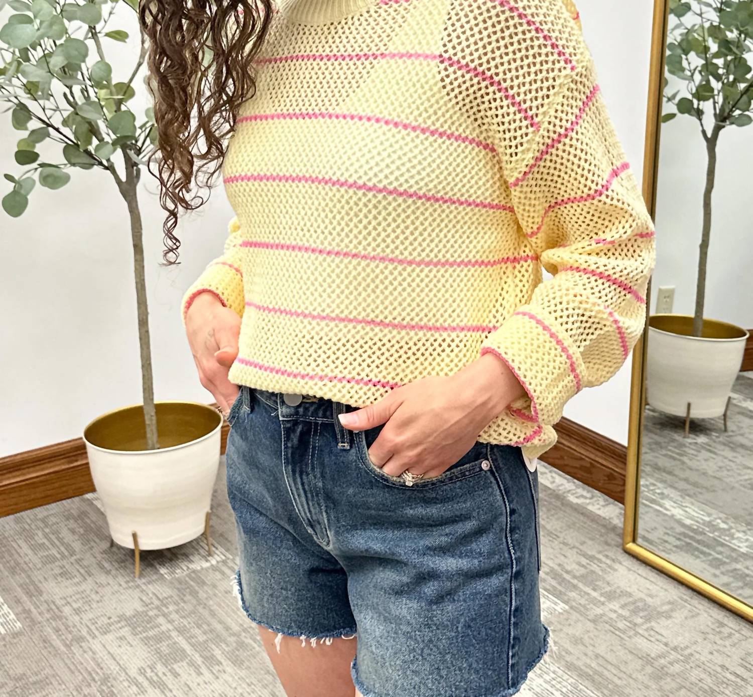 Wishlist - Striped Open Knit Sweater
