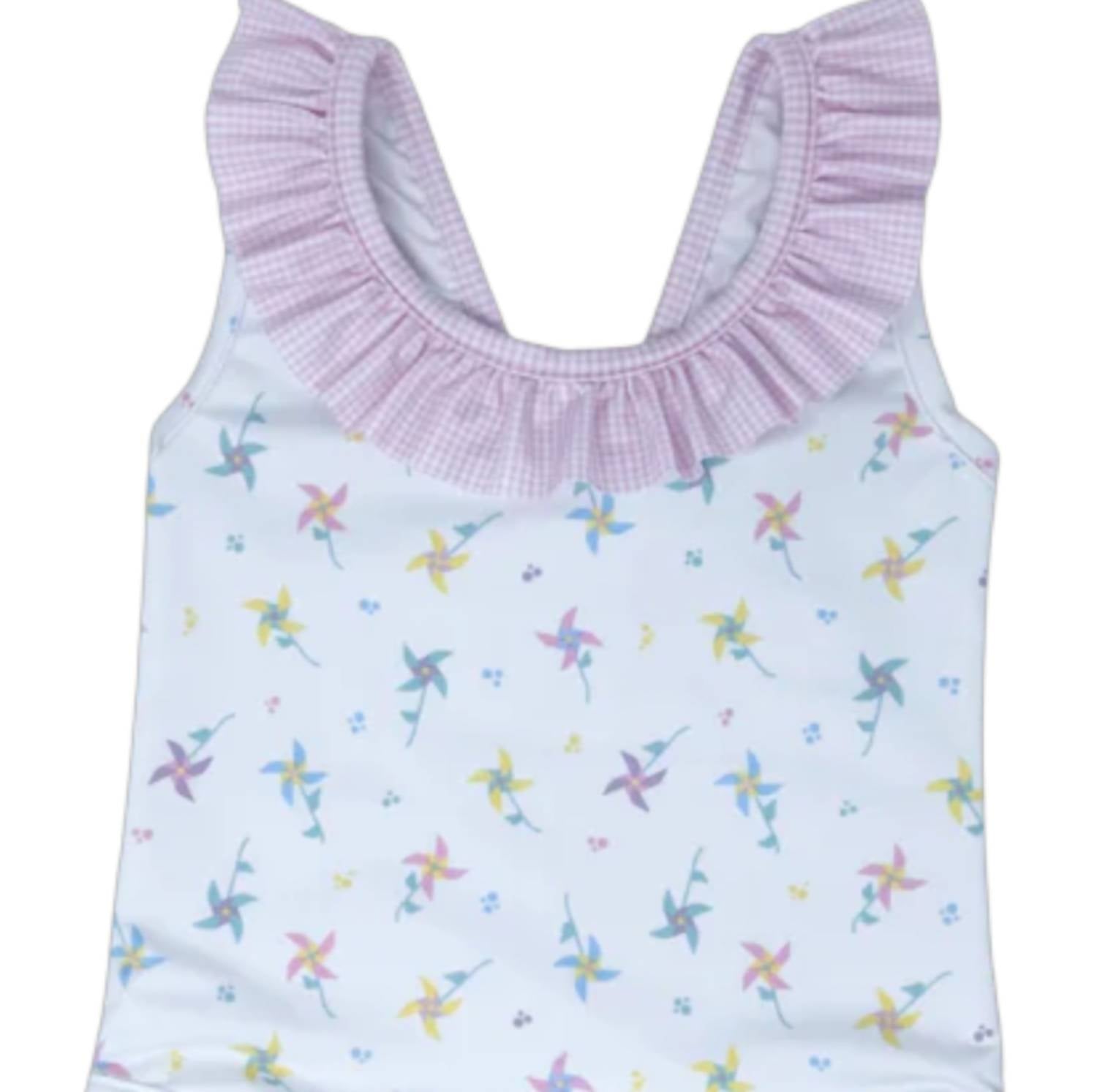 Lullaby Set Girls Pastel Pinwheel Swimsuit in pink - kids' item - detail view