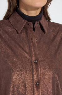 Lysse - Connie Patent Foil Vegan Suede Shacket