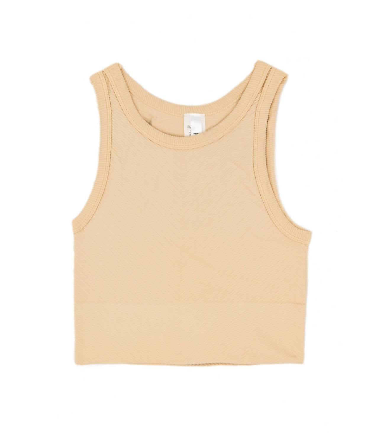 Nikibiki Junior Women's Sawyer Chevron Highneck Crop Top in ivory - women's shirt