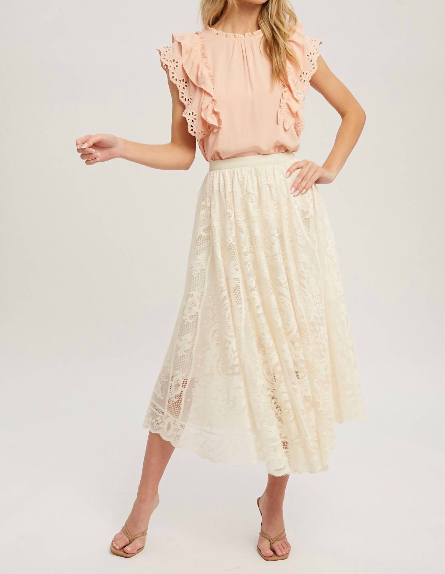 Bluivy - Ruffled Eyelet Lace Blouse