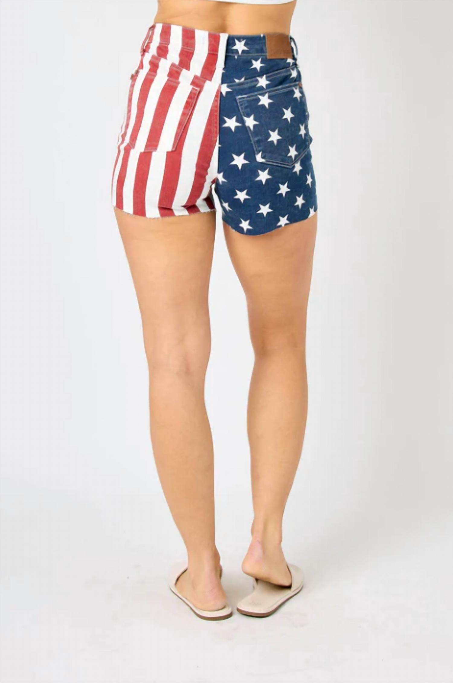 Judy Blue - High Waist American Flag Fray Hem Shorts