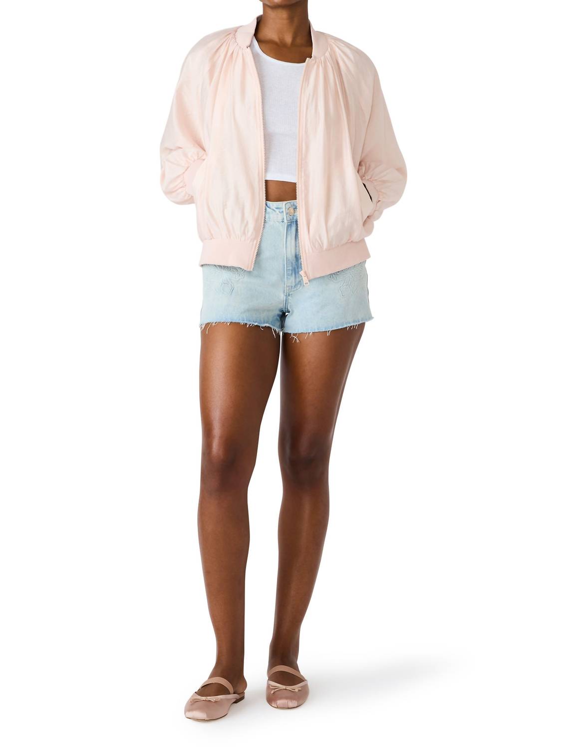 STEVE MADDEN Bessie Woven Bomber Jacket in light pink - women's jacket - view 5