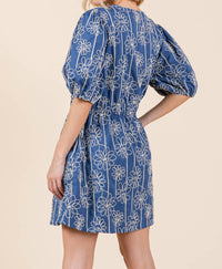 Geegee X Lovelo - Floral Embroidered Half Button-up Mini Dress