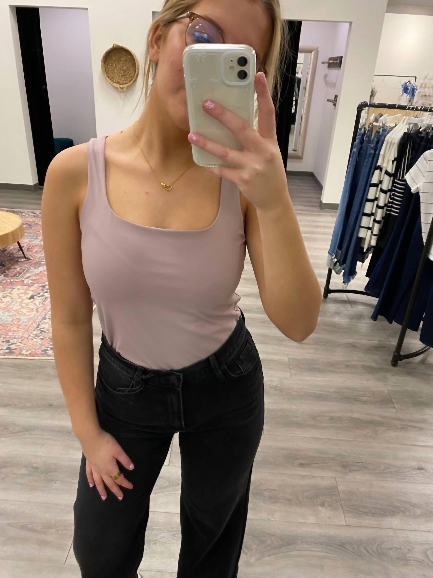WISHLIST Smoothing Double Layered Bodysuit in midnight - women's shirt
