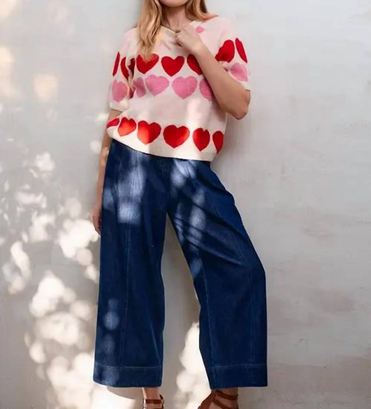 Jade By Jane - Colorblock Heart Sweater