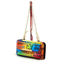 ALBA HANDBAG Women's Graffiti Clutch Wallet in blue fuchsia - women's bag