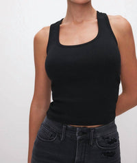 Good American - Heritage Micro Rib Scoop Neck Tank Top