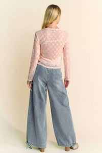 DAVI & DANI Take Pride Top in blush pink - women's long sleeve top - detail view