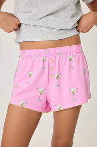 PJ Salvage Martini Print Pajama Short in pink - women's shorts