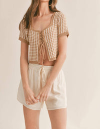 Sage The Label - Amore Lace Up Front Crop Sweater