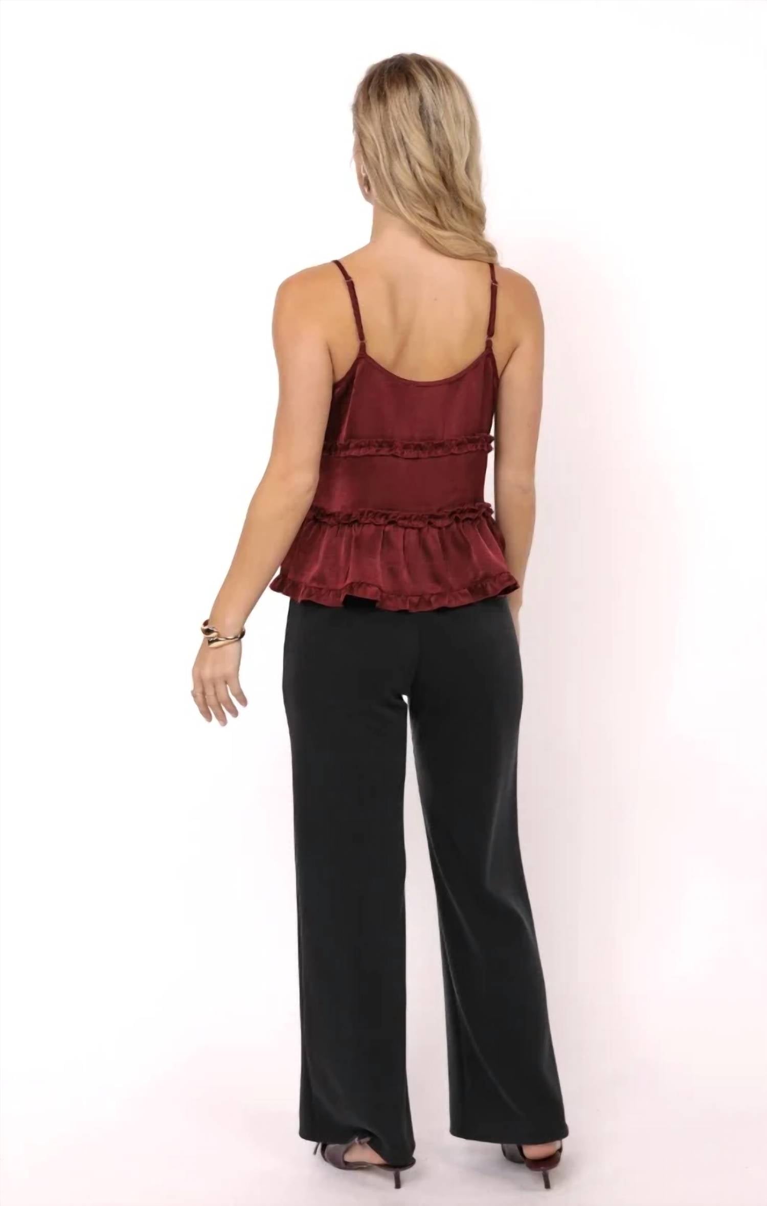 Sadie & Sage - Women's Ivy Ruffle Trim V-neck Top