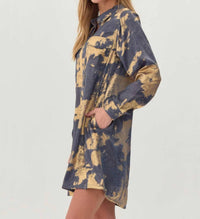 Jodifl - Metallic Tie-Dye Shirt Dress