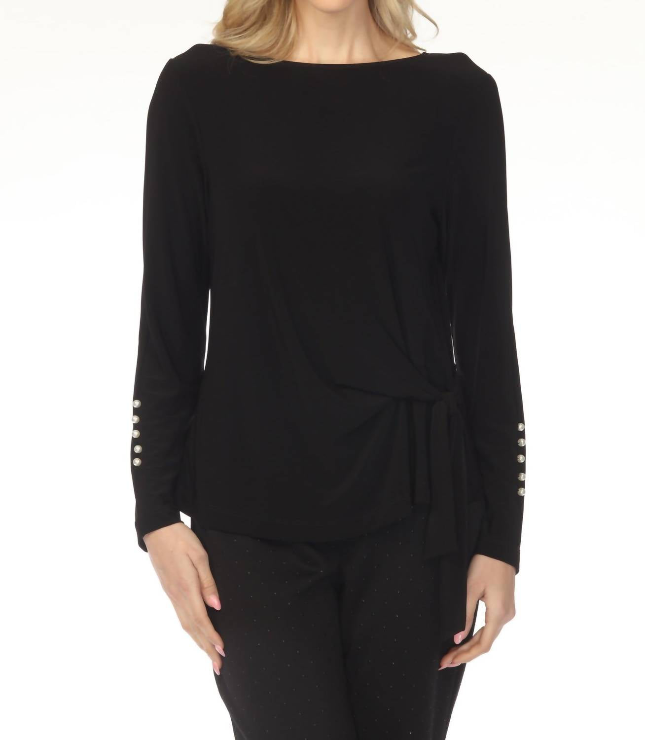 Joseph Ribkoff - Boatneck Waist Tie Long Sleeve Top