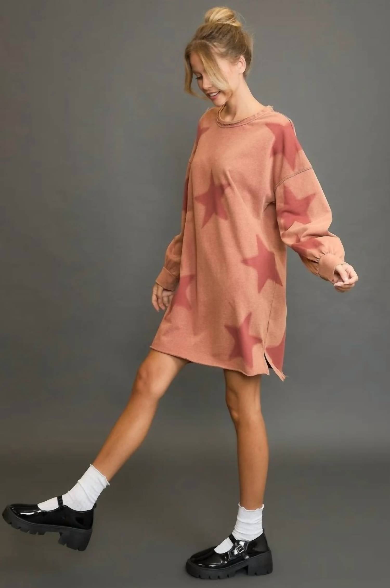 umgee Starry Dress in rosewood - women's dress - detail view