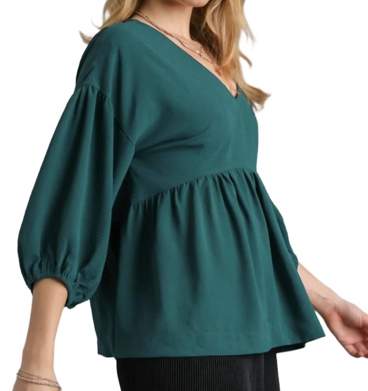 Umgee - V-neck Babydoll Top