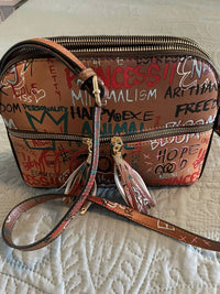 ALBA HANDBAG Women's Graffiti Mid Bag in tan - women's bag - alternate view