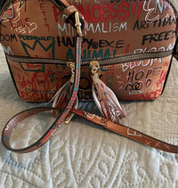 ALBA HANDBAG Women's Graffiti Mid Bag in tan - women's bag - detail view