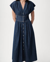 EXQUISE Evan Dress in blue - women's dress - detail view
